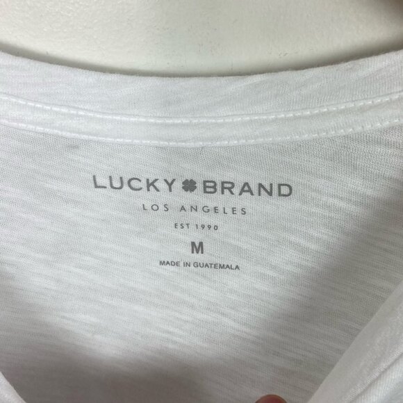 NEW Lucky Brand White Tee American Flag T-Shirt Size Medium Cotton Short Sleeve - Picture 2 of 9